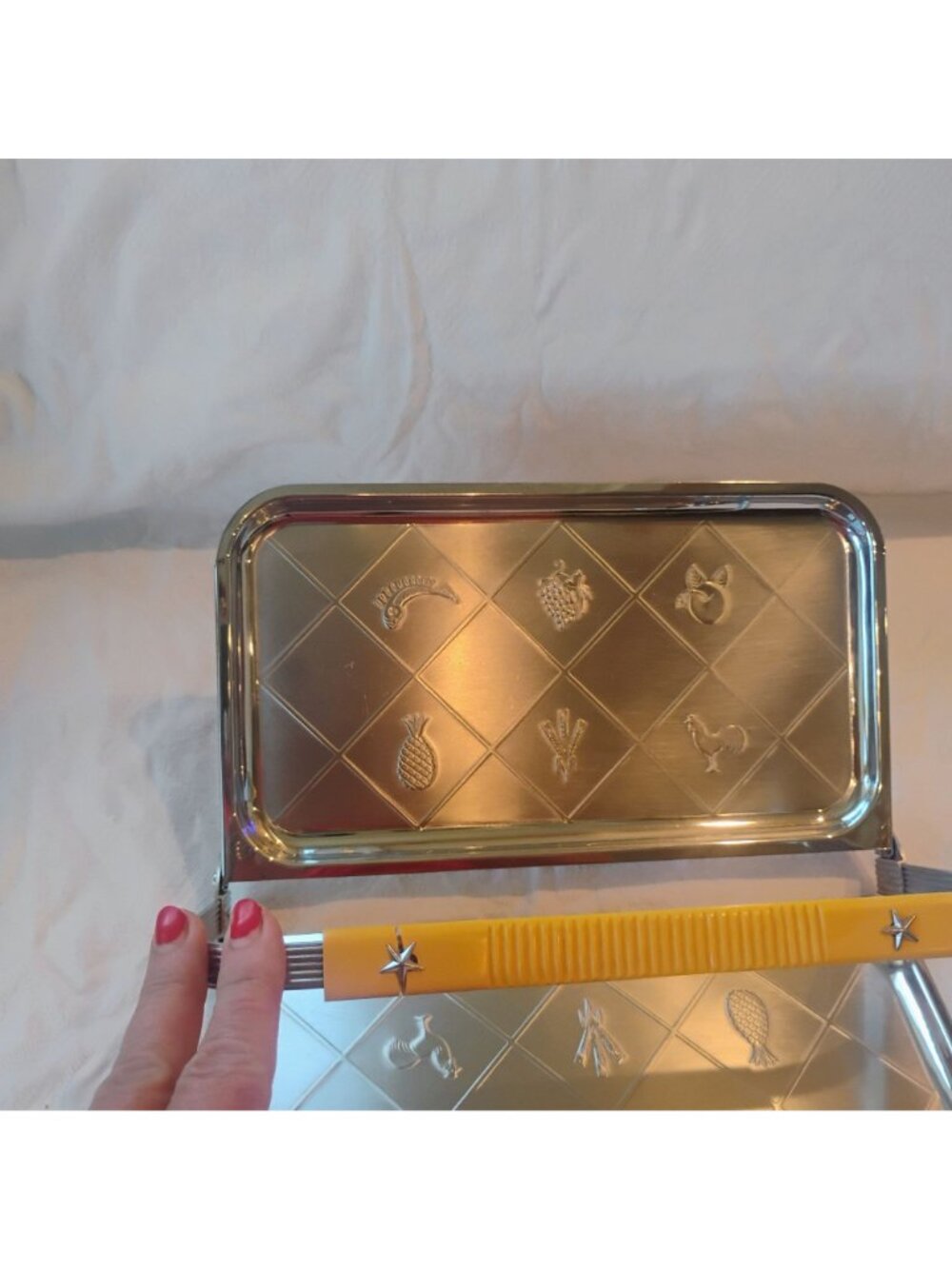 Vtg Chase Art Deco Chrome Folding Serving Tray w/Bakelite Handle - READ - Picture 6 of 9